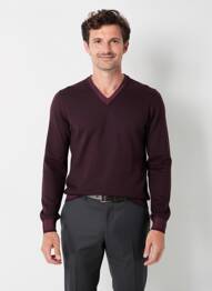 Pull col v manches longues rouge IZAC homme