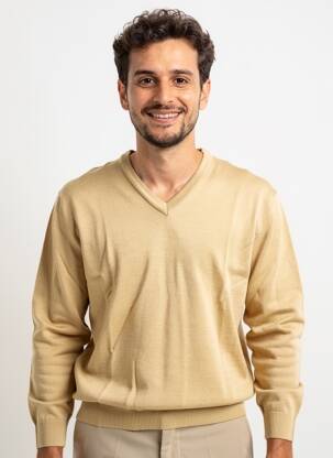 Pull col v manches longues beige BERAC homme
