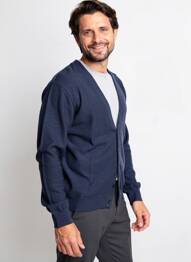 Gilet manches longues col v bleu BERAC homme