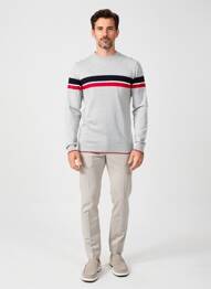 Pull stretch manches longues gris IZAC homme