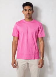 T-shirt broderie manches courtes rose EDEN PARK homme