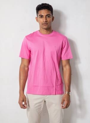 T-shirt broderie manches courtes rose EDEN PARK homme