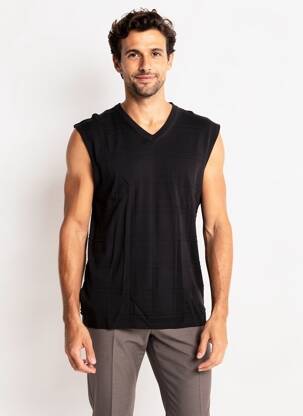 Pull col v sans manche noir MEXX homme