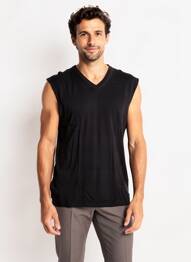 Pull col v sans manche noir MEXX homme