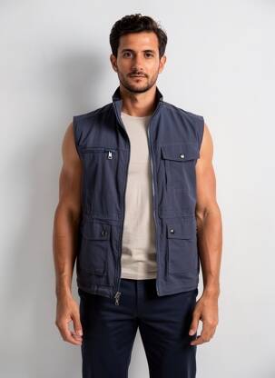Gilet sans manche doublure bleu THOMAS GOODWIN homme