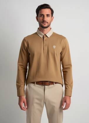 Polo manches longues manches longues beige IZAC homme