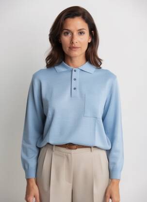Pull tissage chiné manches longues bleu BERAC femme