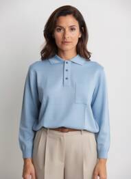 Pull tissage chiné manches longues bleu BERAC femme
