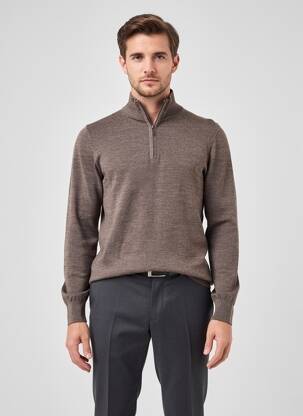 Pull stretch manches longues marron CAVALIERI MILANO homme