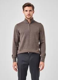 Pull stretch manches longues marron CAVALIERI MILANO homme
