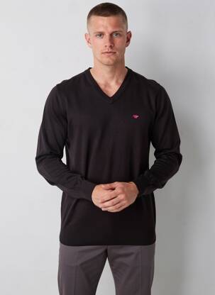 Pull col v manches longues noir TOM TAILOR homme