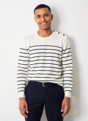 Pull stretch manches longues beige IZAC homme