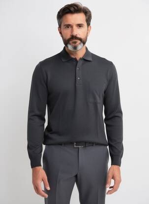 Pull stretch manches longues gris BERAC homme
