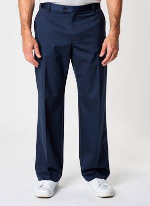 Pantalon droit taille à pinces taille basse bleu NINO LORETTI homme