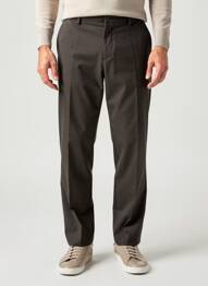 Pantalon droit tissage chiné taille normale marron BRUNO SAINT HILAIRE homme