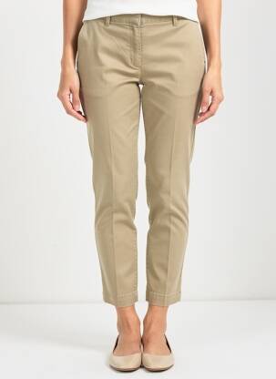 Pantalon chino tissage popeline taille normale vert BRUNO SAINT HILAIRE femme