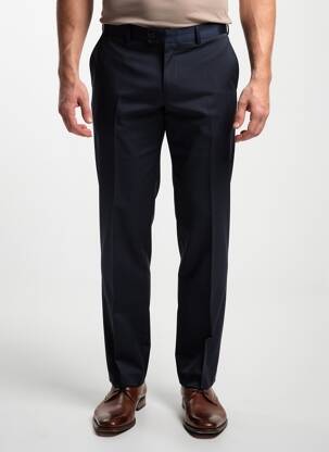 Pantalon droit fermeture zippée sous rabat avec crochet taille normale bleu IZAC homme