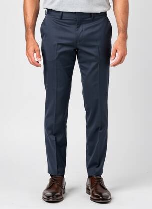 Pantalon slim tissage popeline taille normale bleu IZAC homme