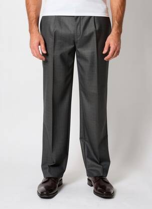 Pantalon droit tissage chiné taille basse gris LUCAN homme