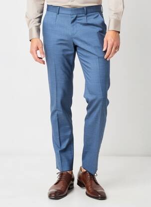 Pantalon slim tissage chiné taille normale bleu IZAC homme