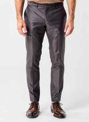 Pantalon slim tissage popeline taille normale gris IZAC homme