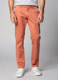 Pantalon chino tissage popeline taille normale orange IZAC homme