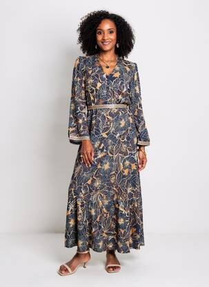 Robe longue manches longues manches longues bleu LE PETIT BAIGNEUR femme