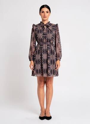 Robe courte manches longues manches longues noir MOLLY BRACKEN femme