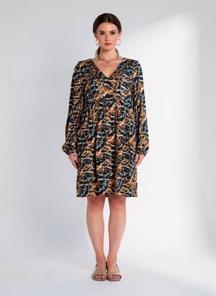 Robe mi-longue imprimé fantaisie manches longues noir LOLA ESPELETA femme