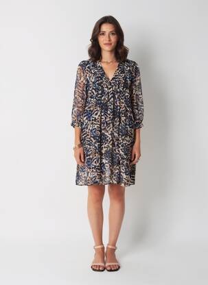 Robe courte manches 3/4 manches 3/4 bleu FREEMAN T.PORTER femme