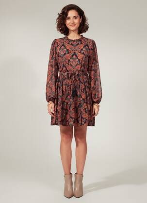 Robe courte fermeture zippée au dos manches longues noir MOLLY BRACKEN femme