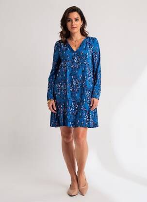 Robe courte manches longues manches longues bleu LOLA ESPELETA femme