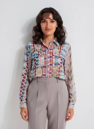 Chemisier tissage crêpe manches longues vert MOLLY BRACKEN femme