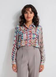 Chemisier tissage crêpe manches longues vert MOLLY BRACKEN femme