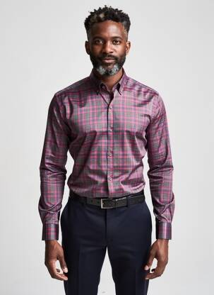 Chemise manches longues imprimé écossais violet DARIO BELTRAN homme