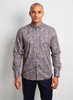 Chemise manches longues coupe cintrée bleu IZAC homme