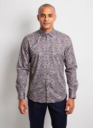 Chemise manches longues coupe cintrée bleu IZAC homme