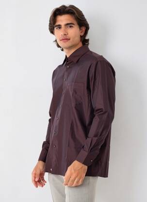Chemise manches longues coupe cintrée marron SEIDENSTICKER homme