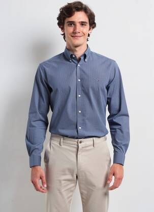 Chemise manches longues coupe cintrée bleu TOMMY HILFIGER homme