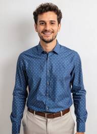 Chemise manches longues imprimé fantaisie bleu OLYMP homme