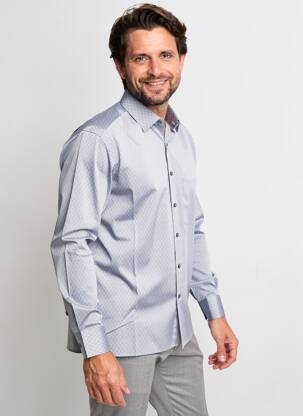 Chemise manches longues coupe cintrée gris OLYMP homme