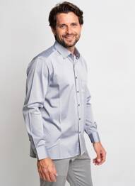 Chemise manches longues poches gris OLYMP homme