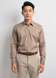Chemise manches longues coupe droite marron SEIDENSTICKER homme