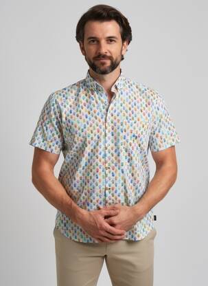 Chemise manches courtes poches bleu DARIO BELTRAN homme