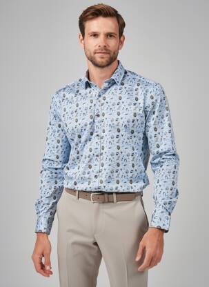 Chemise manches longues imprimé fantaisie bleu DARIO BELTRAN homme