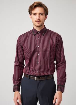 Chemise manches longues poches rouge PIERRE CARDIN homme