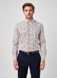 Chemise manches longues imprimé fantaisie blanc DARIO BELTRAN homme