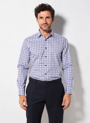 Chemise manches longues coupe droite bleu OLYMP homme