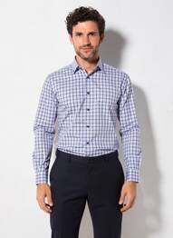 Chemise manches longues coupe droite bleu OLYMP homme
