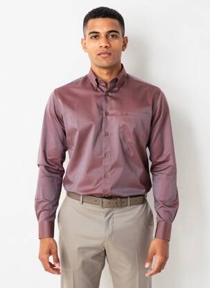 Chemise manches longues coupe droite marron SEIDENSTICKER homme